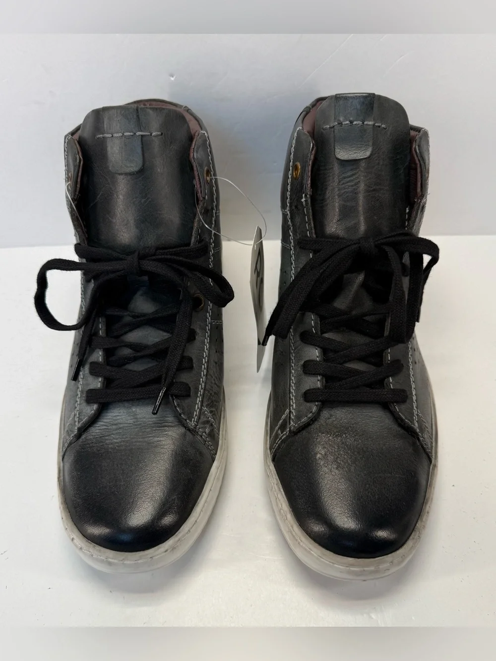 NWT Roan Roost Men's Black High-Top Leather Sneakers with Lace-Up Closure 9.5